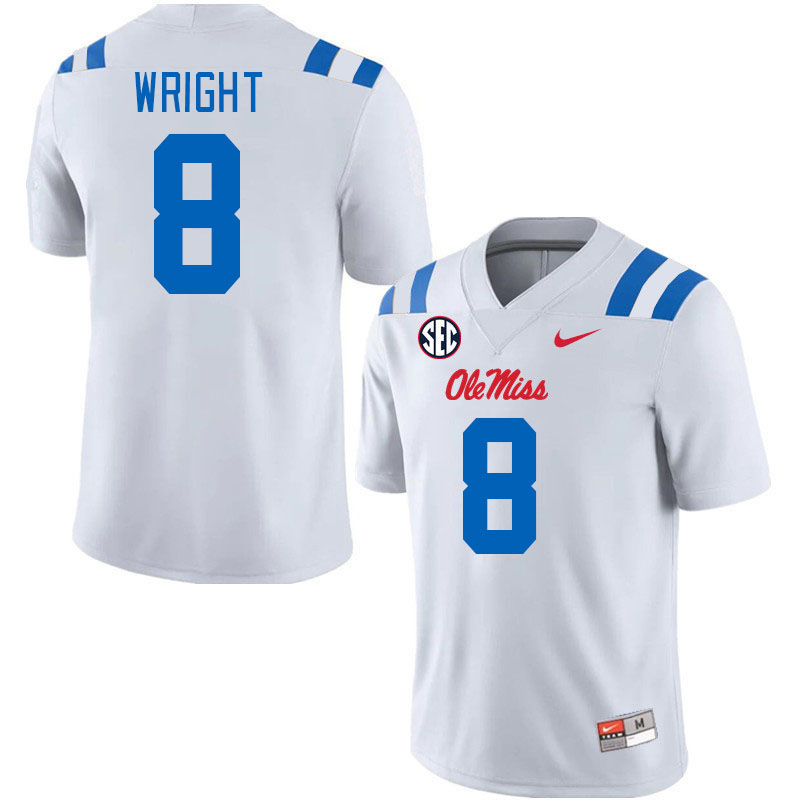 Men #8 Dae'Quan Wright Ole Miss Rebels 2024 New Uniforms College Football Jerseys Stitched-White